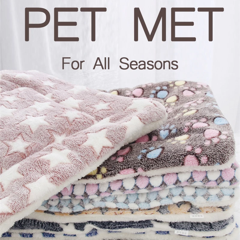 

Pet Blanket Dog Bed Cat Mat Soft Coral Fleece Winter Thicken Warm Sleeping Beds for Small Medium Dogs Cats Pet Supplies Print