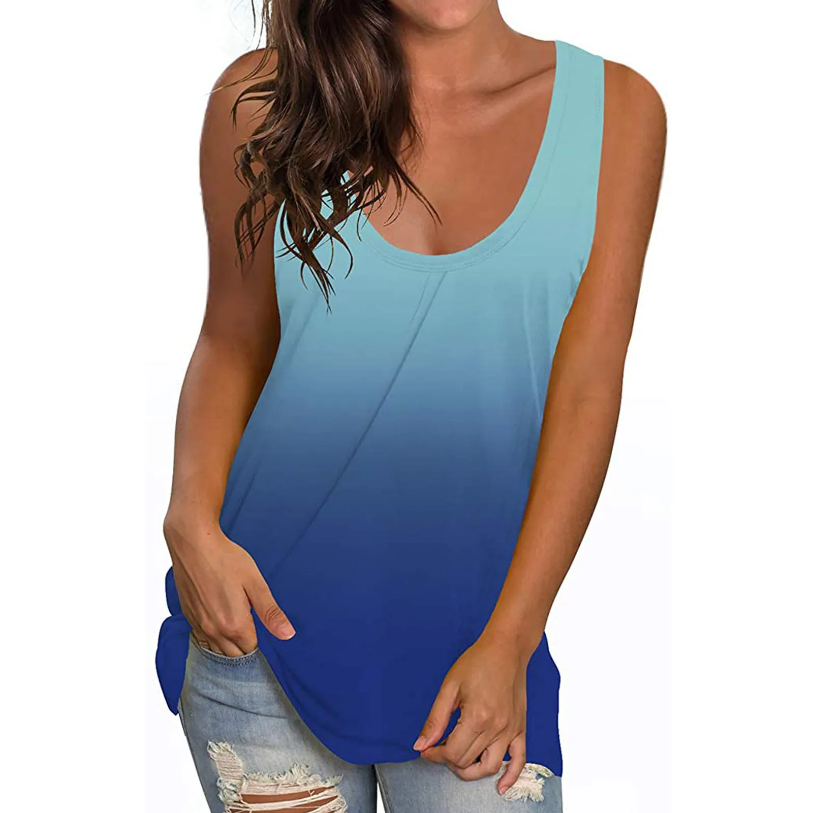 Женские рубашки в полоску без рукавов туника на пуговицах Повседневная блузка с