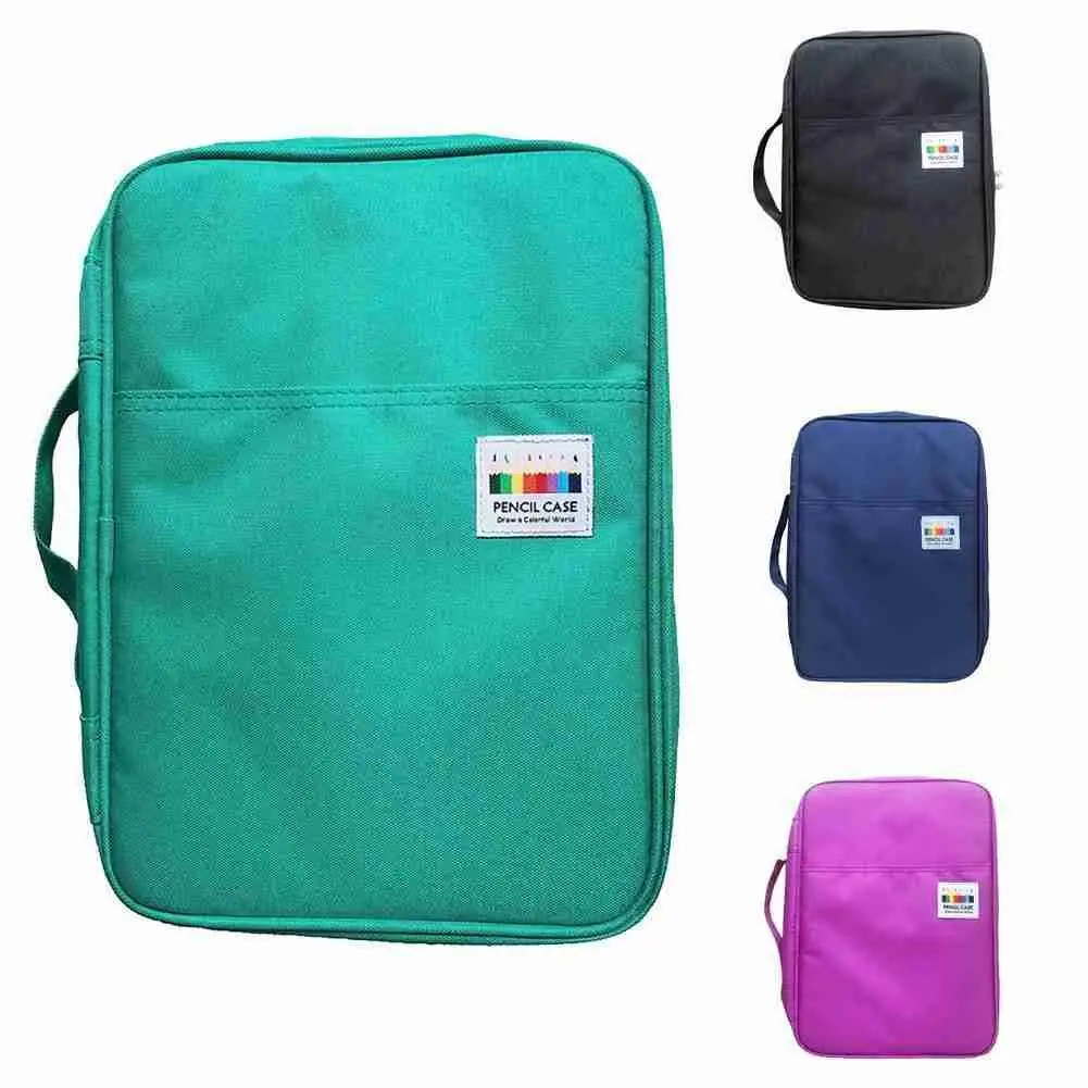 

1Pc Large Capacity Pencil Bag Case Organizer Cosmetic Gel Pens Markers Bag Stationery Supplies Box Watercolor Pencil For Co F2R5