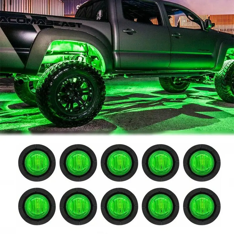 

10X Green 12-24V LED Rock Light Pods Kit Off Road Truck For Jeep Ford Chevy Ram