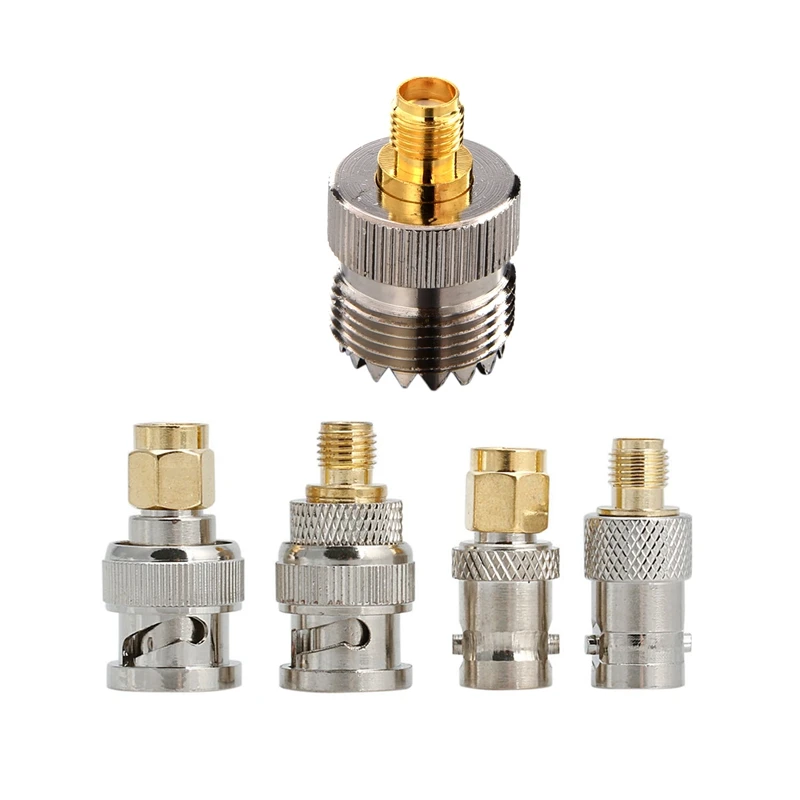 

5 Pcs Adapter: 1 Pcs UHF Female to SMA Female RF Coaxial Converter & 4 Pcs BNC to SMA Type Male Female RF Connector