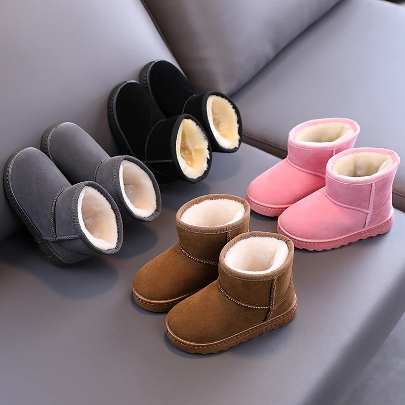 

Warm Kids Snow Boots For Children New Toddler Winter Princess Child Shoes Non-slip Flat Round Toe Boys Girls Baby Lovely Boots