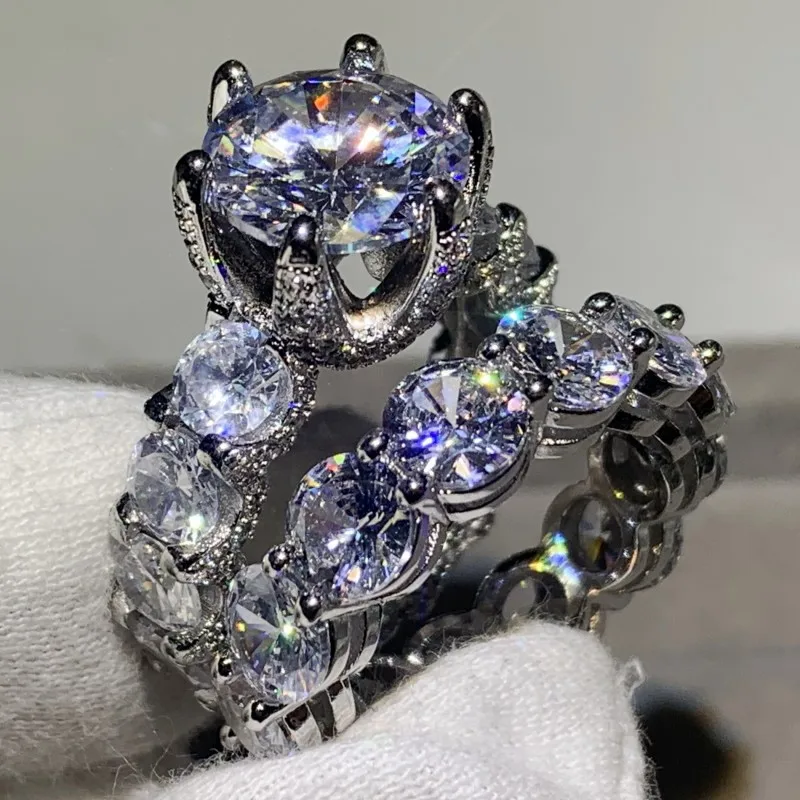 Супер сверкающие Роскошные ювелирные изделия Большой Белый ааааа кубический