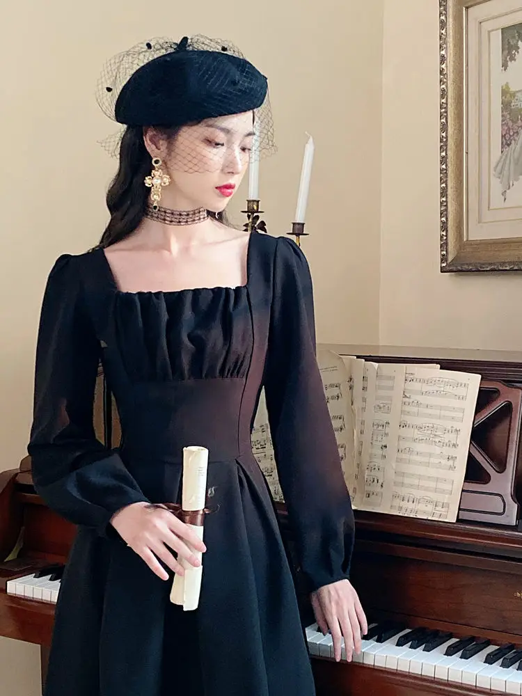 

2019 new fashion women's clothing Winter black dresses women dress