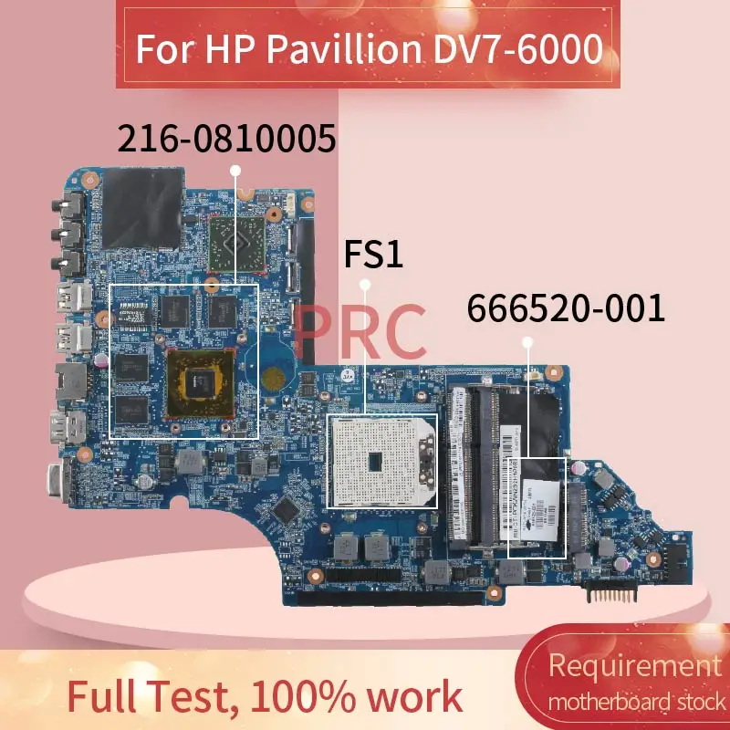 

666520-001 666520-001 For HP Pavillion DV7-6000 Notebook Mainboard 216-0810005 DDR3 Laptop motherboard