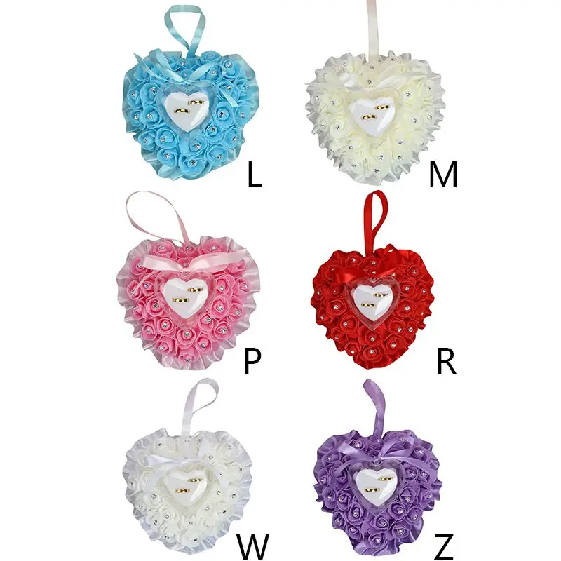 Романтическое кольцо подушка в форме сердца с имитацией цветка из пенопласта