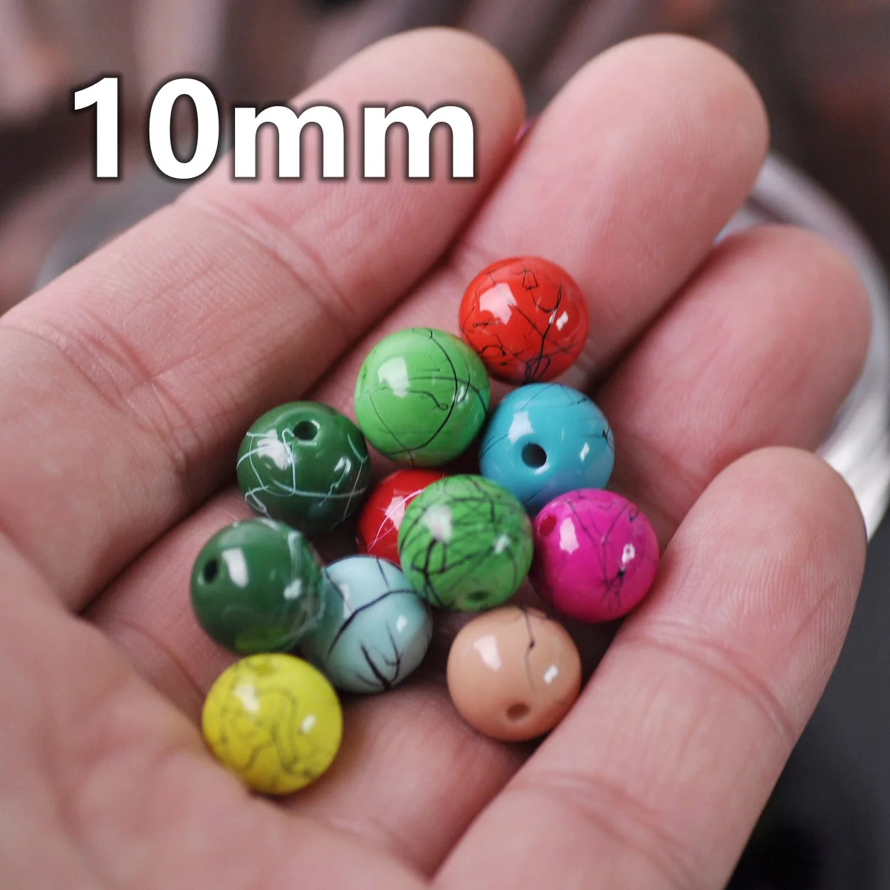 

Round 6mm 8mm 10mm Strips Patterns Coated Opaque Glass Loose Crafts Beads lot for Jewelry Making DIY Findings