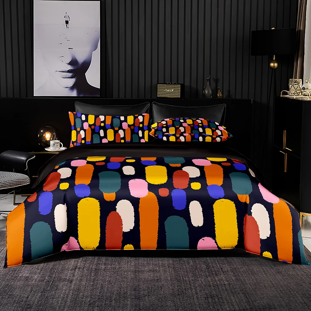 

Long Strip Print Bedding Set Premium Colorful Duvet Cover Bohemian Style for Double Queen King Comforter Bed Cover