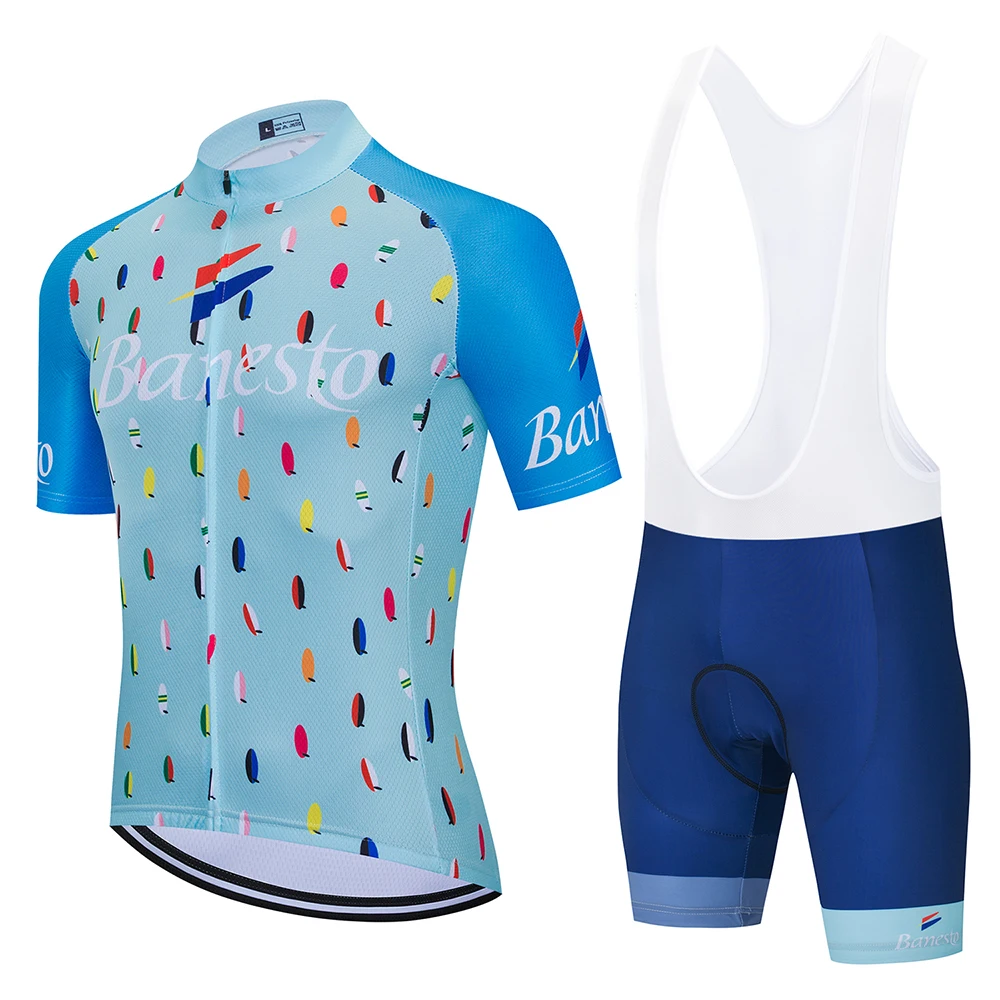 

2020 New Banesto Pro Bicycle Team Short Sleeve Maillot Ciclismo Men's Cycling Jersey Summer Breathable Cycling Clothing Sets
