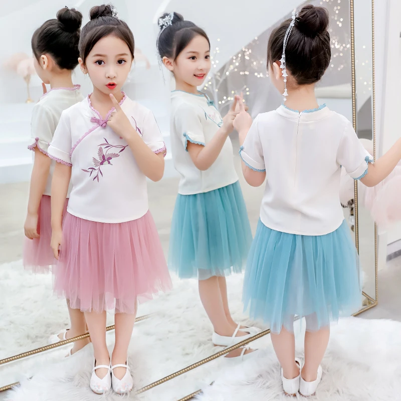 Цветочное платье для девочек 2020 летнее Сетчатое детская одежда с бантом детское