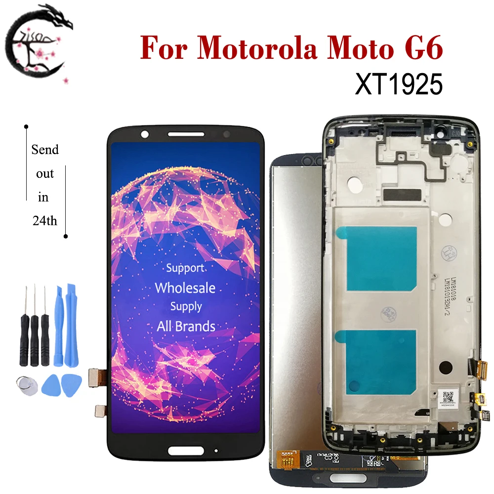 ЖК-дисплей 5,7 дюйма с рамкой для Motorola Moto G6 LCD XT1925, сенсорный экран с дигитайзером в сборе для Motorola G6 XT 1925, дисплей, Новинка