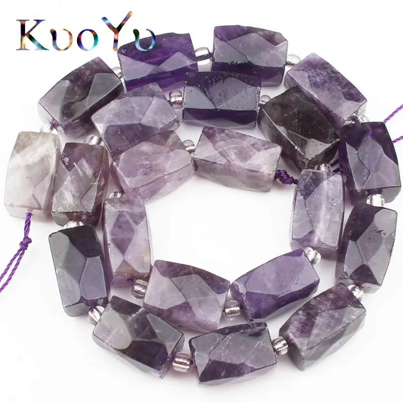 Натуральная аметистами фиолетового кварца кристаллические граненые бусины