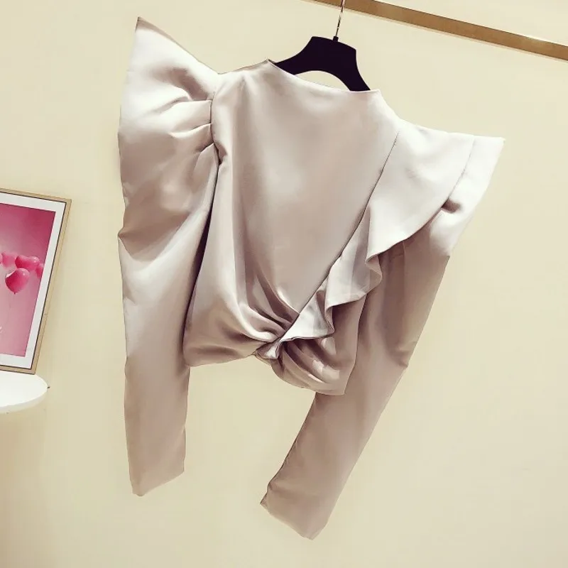 Женские блузки и топы весна 2020 новая корейская мода темперамент атласная с