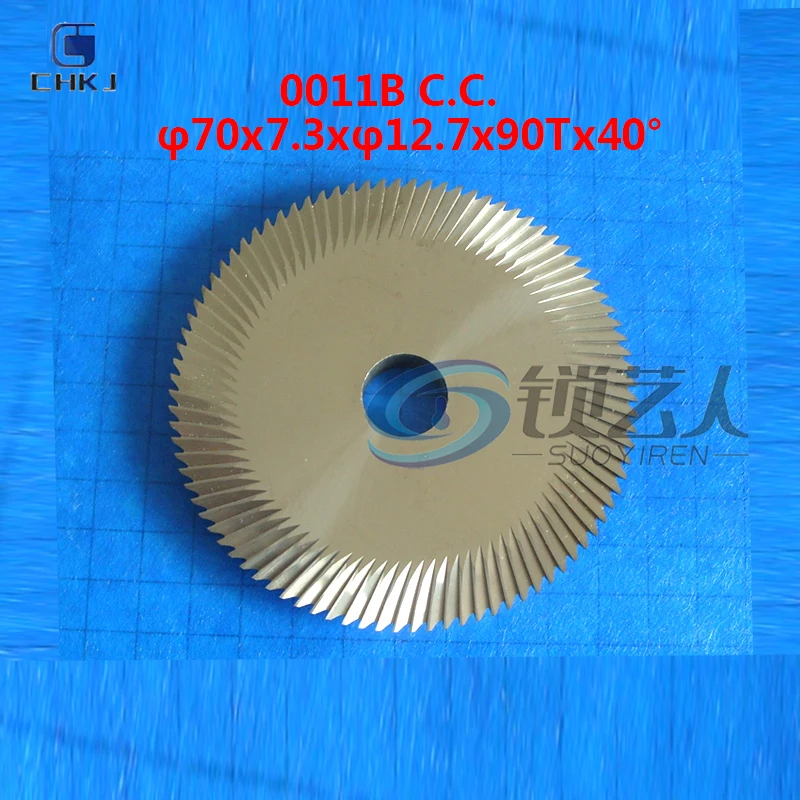 CHKJ Face Milling Cutter Key Cutting Blade 0011B C.C φ70x7.3xφ12.7x90Tx40° For Wenxing Key Cutting Machines 201,100, 101,219