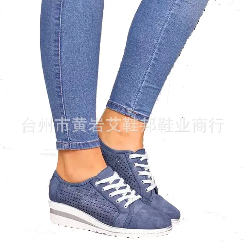 

Summer Multicolor Sports Shoes, Ladies Vulcanized Shoes, Casual Slope Heel Hollow Shoes, Fashionable Sports Shoes
