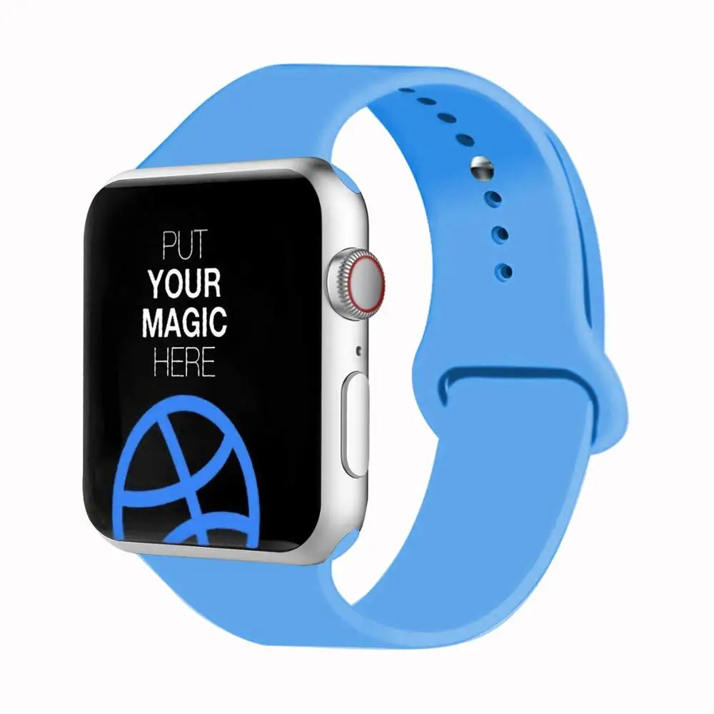 Blue 32 Цвета мягкого силикона замена спортивный ремешок для Apple Watch группа 44 мм 40 мм Series4/3/2 /42 мм 1 38 мм наручные браслет ремень - Цвет ремешка: Blue