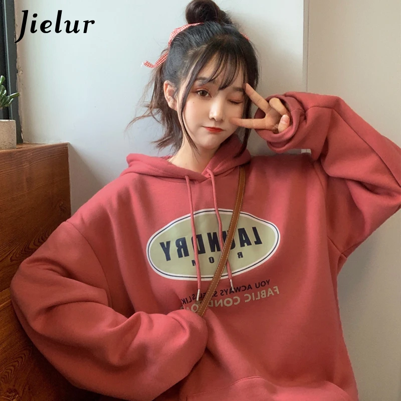 Jielur новинка 2020 толстовки для женщин с изображением кирпича красного цвета худи