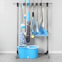 QTJH Broom Mop Holder Floor-Mounted mop Rack Cleaning Tool storage for laundry room  closet organizer