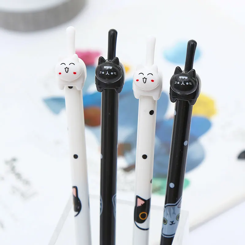 12 шт./компл. творческий Kawaii Cat гелевые ручки Белый черный белый цвет животных