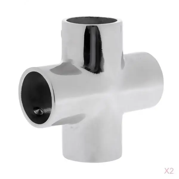 

2X 316 Stainless Steel 90 Degree 4 Way Boat Hand Rail Fitting for 25mm Pipe