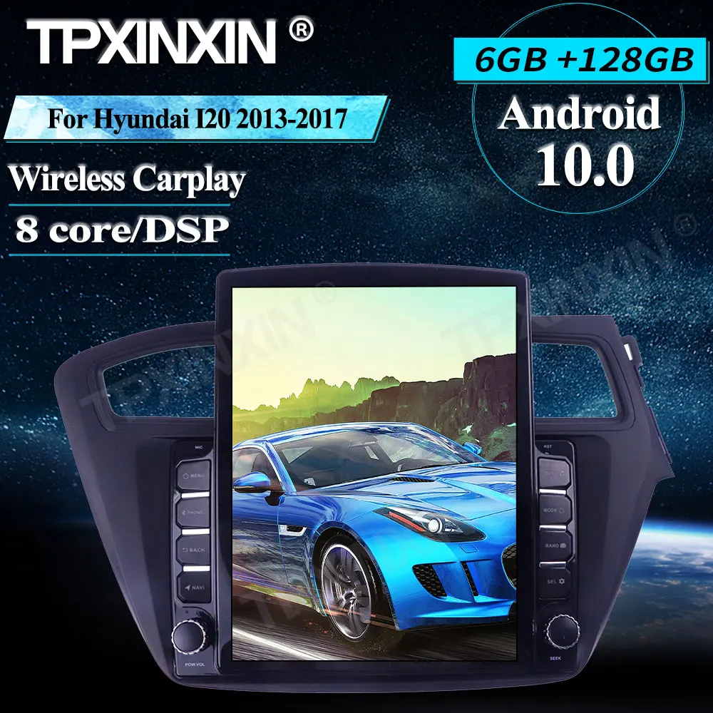 구매 128G 테슬라 스타일 자동차 멀티미디어 플레이어 안드로이드 무선 카플레이 스테레오 수신기 라디오 자동차 GPS 네비게이션, 현대 I20 2013-17