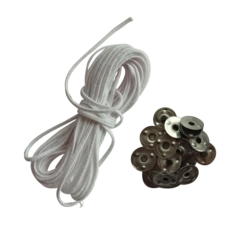 5m хлопчатобумажная ткань лампы в форме свечи Фитили Core с 20 штук металлический