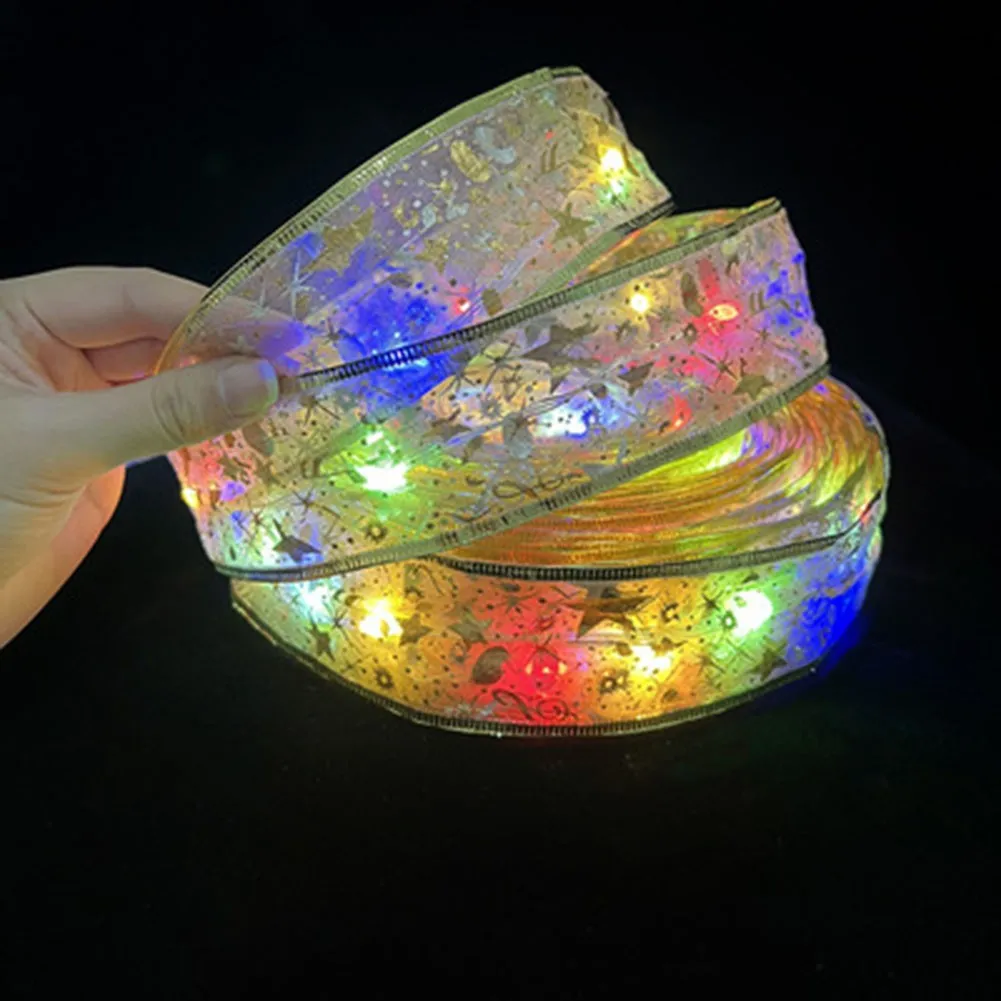 

10m LED Ribbon Christmas String Light Christmas Tree Topper Bow Ribbon Decor Home Decorations Lights Lighting Strings