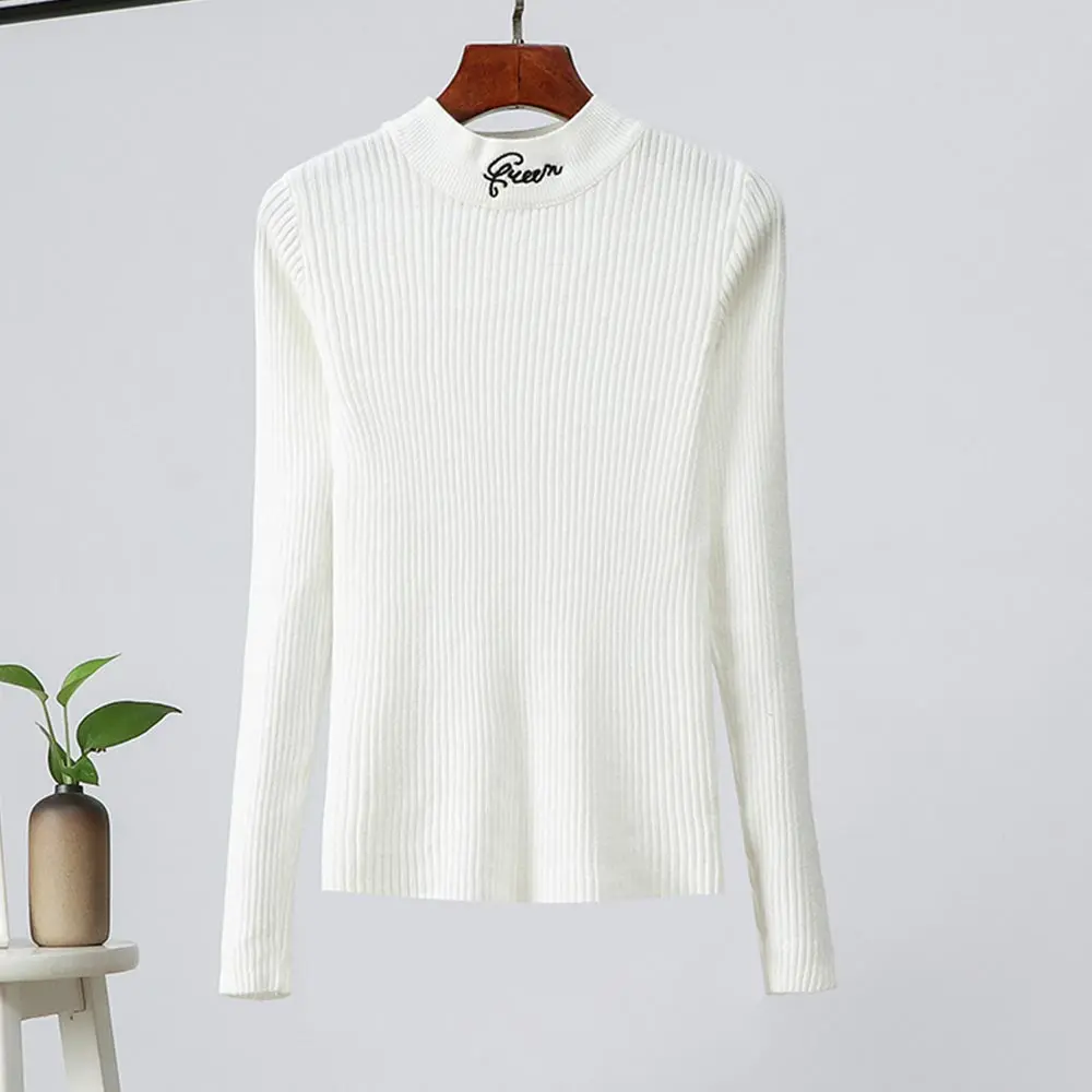 Basic Women Sweater Pullover Autumn Winter Long Sleeve Letter Pullovers Bottoming Tops Female Knitted Jumper Shirt Lady Clothes | Женская