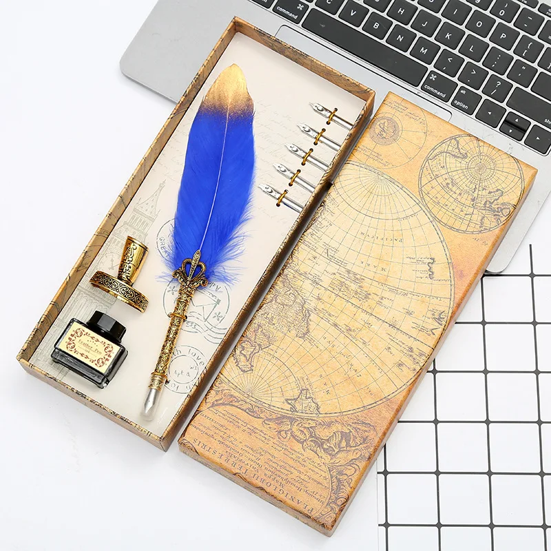 Перьевая ручка в винтажном стиле Набор цветных перьевых ручек с золотой головкой