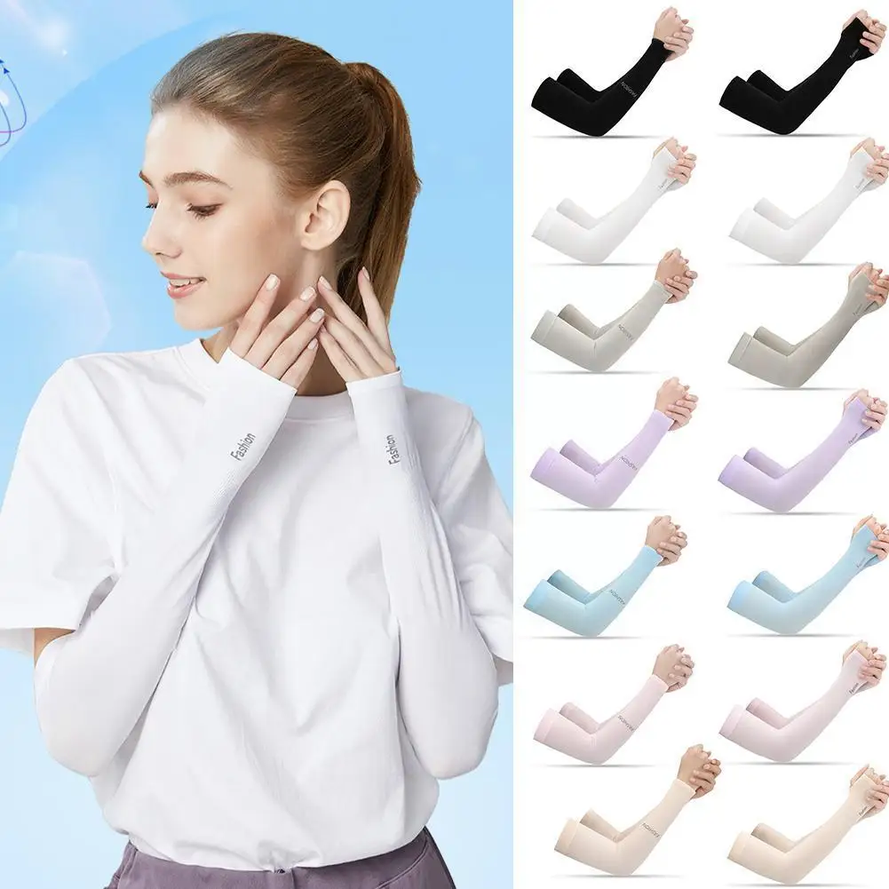 

1 pair Ice Silk Sunscreen Cuff Summer Riding Cool Sleeves Sleeves Cuff Cool Arm Anti-sweat Running A0D7