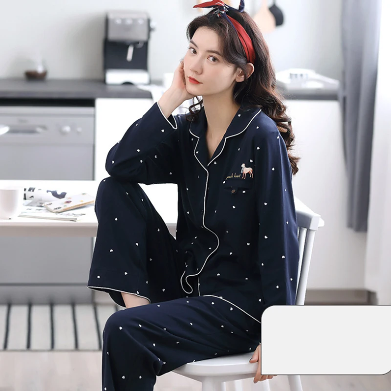 Женский пижамный комплект с длинным рукавом и принтом осень 2021 | Женская одежда