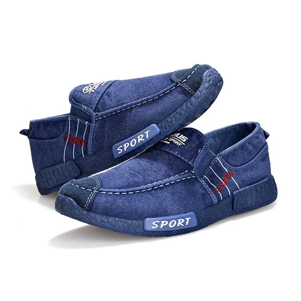 

Men Washed Canvas Comfy Soft Sole Slip on Casual Shoes