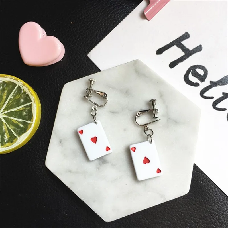 Креативные висячие серьги с игральными картами 4 стиля полимерные пластиковые
