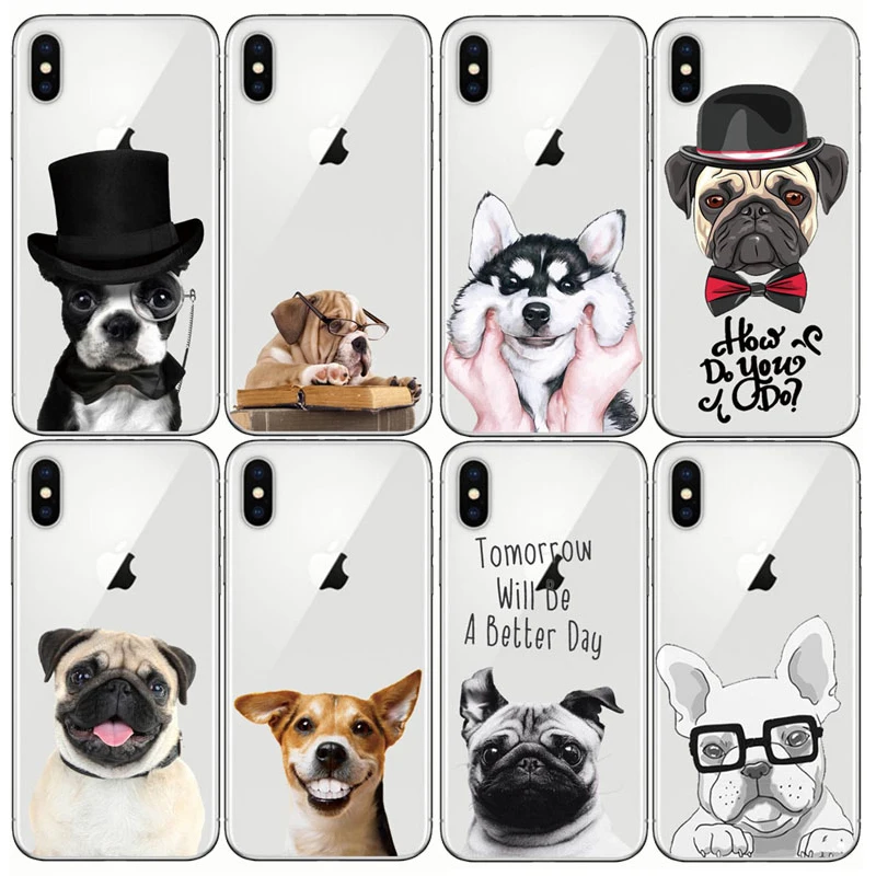 Чехол для телефона мягкий прозрачный с рисунком собаки и кота iPhone 13 6s 6 12 7 8 5s 11 Plus SE