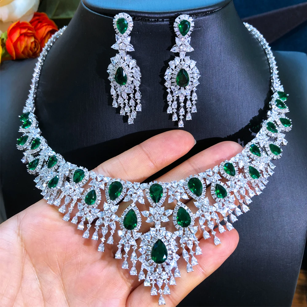 

missvikki Luxury Gorgeous Necklace Earrings for Noble Luxury Women Bridal Wedding Party Show Jewelry Sets High Quality Luxury