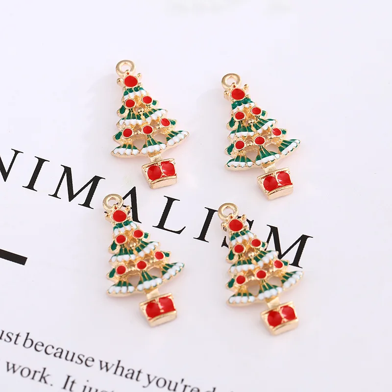 

10pcs 16*29mm Creative Christmas Tree Charms DIY for Bracelets Pendants Earrings Making Enamel Gift Charms Jewelry Accessories