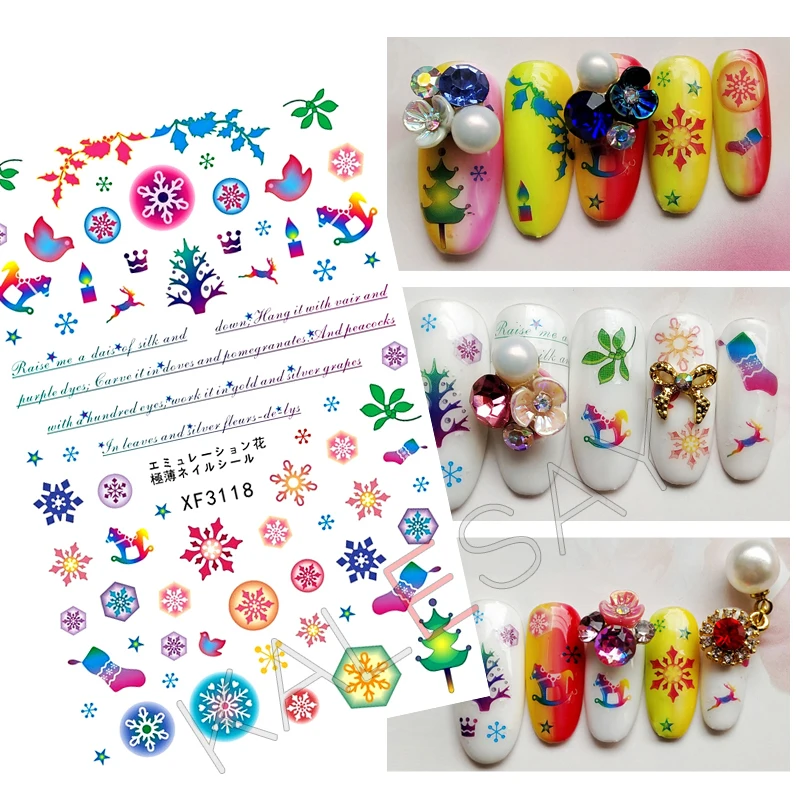 

Merry Christmas Santas Nail Sticker Art Decoration Snowman Nail Decal for Manicure Gift Sticker for Nail Design Father Christmas