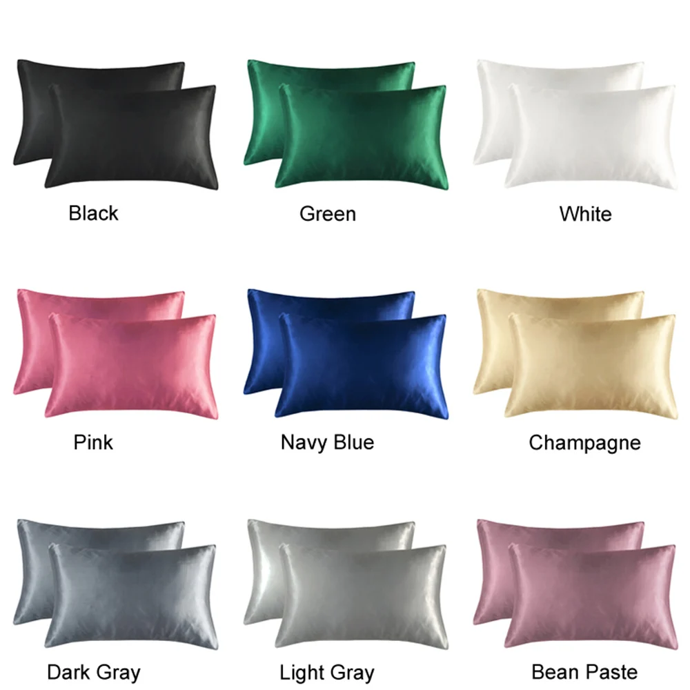 

2PCS Luxury Satin Pillowcase Silky Satin Pillow Case Silk-Like Satin Pillowcase for Home Bedroom Comfortable DC120