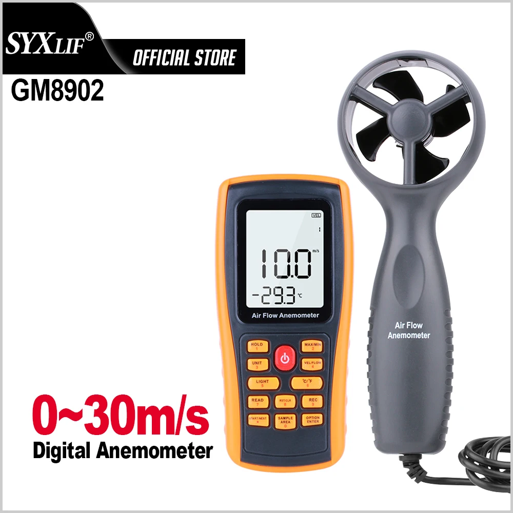 Цифровой анемометр SYXLIF ручной измеритель скорости ветра 0-30 м/с для измерения