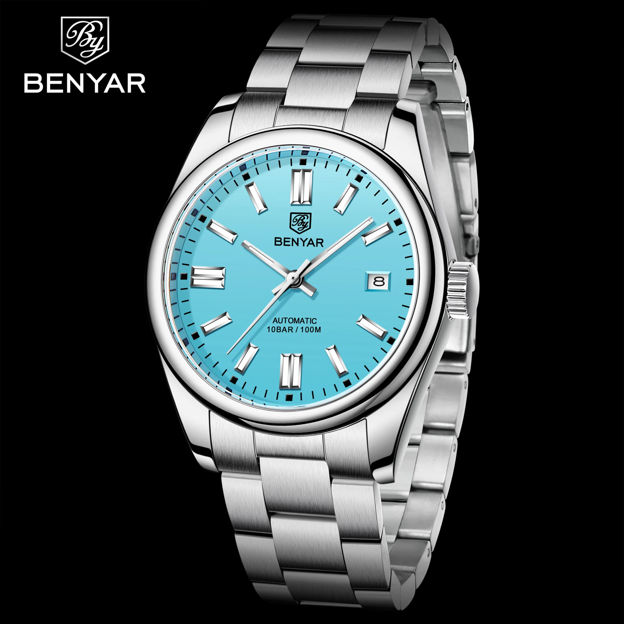 BENYAR 39mm Men Automatic Mechanical Watch Seagull ST6 Top Brand Stainless Steel 100m Waterproof Reloj Hombre Fashion Casual New