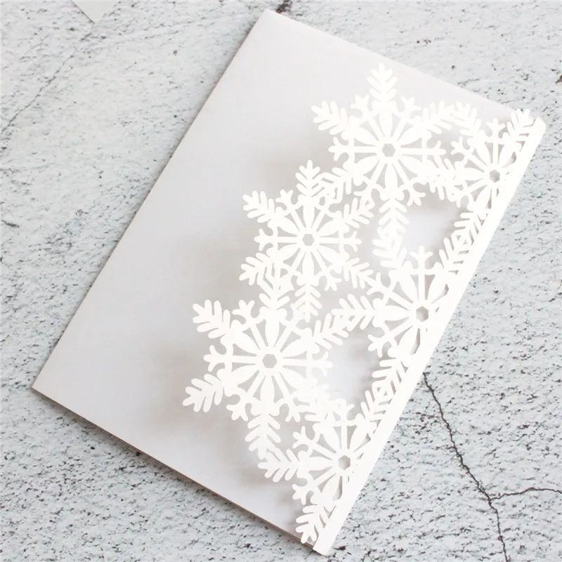 Black wedding cards invitations snowflake laser cutting Xmas holiday greeting party supply 20 pcs | Дом и сад