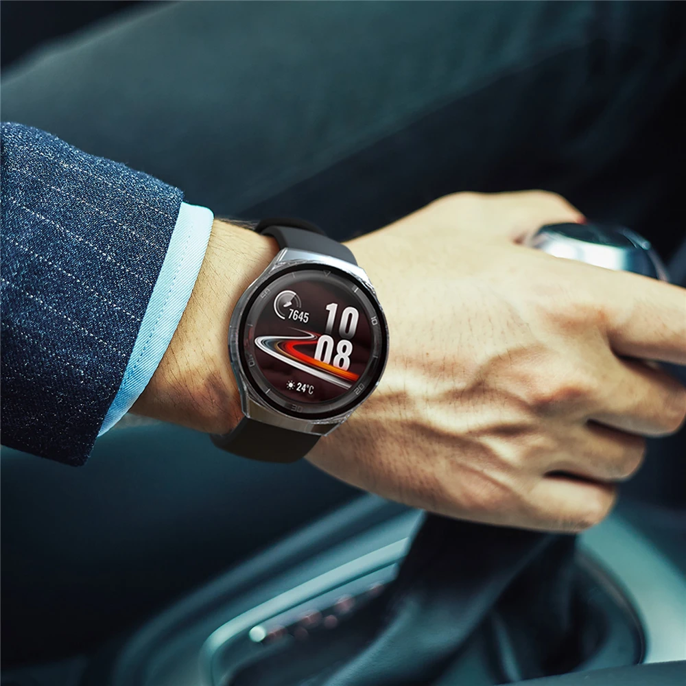 

All-inclusive Clear PC Watch Case for Huawei Watch GT 2e Plating Protective Frame Case Cover with Tempered Film Screen Protector