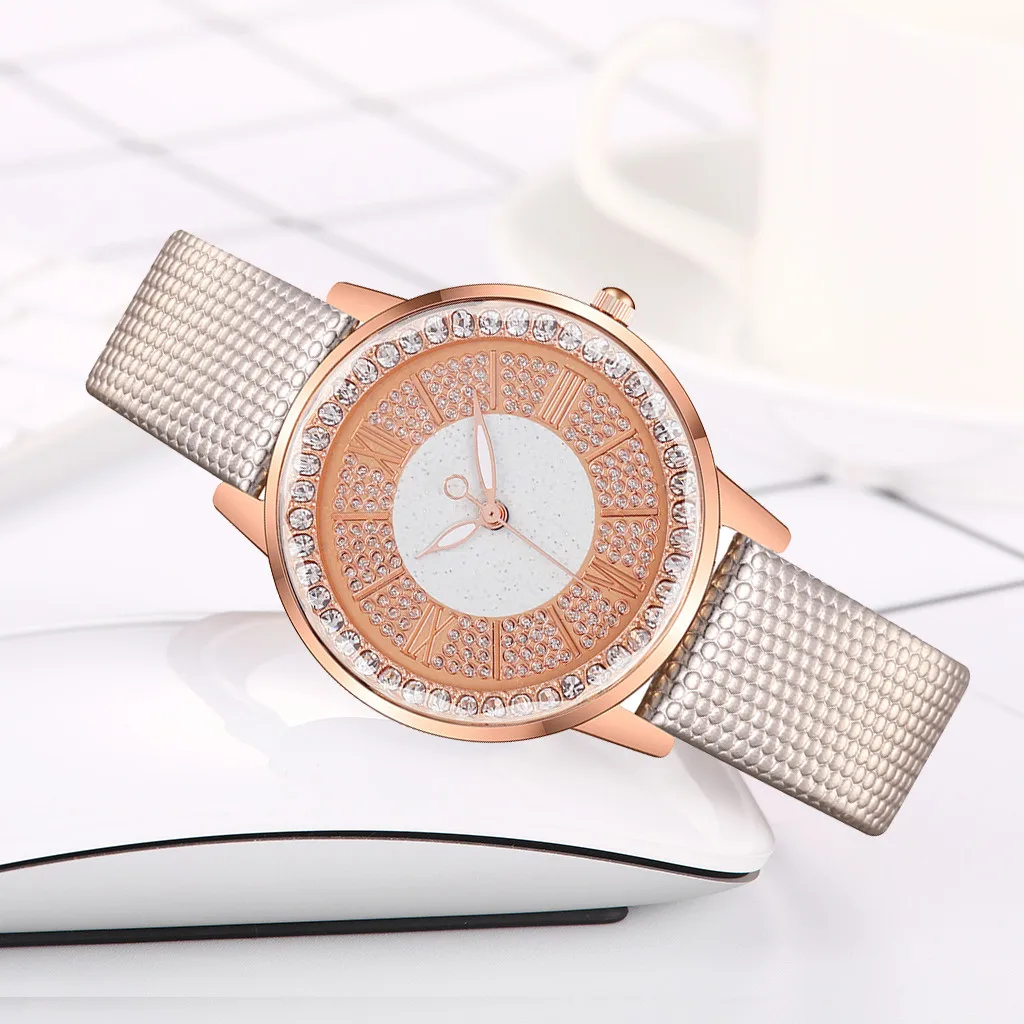 Модные женские wacthes классический кристалл дизайн кожаный ремень наручные