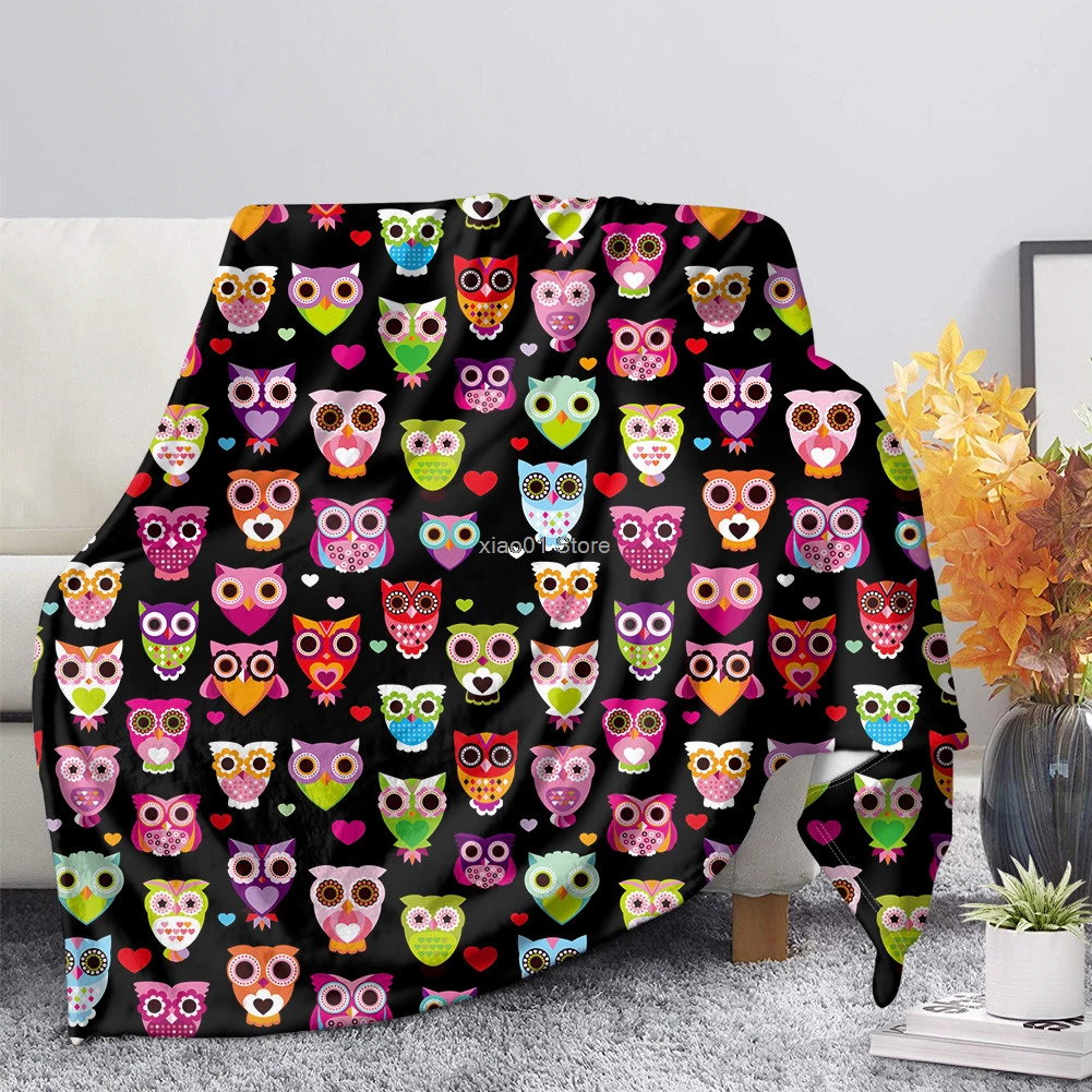 Одеяло из шерпы с мультяшным принтом совы покрывало на диван постельное белье