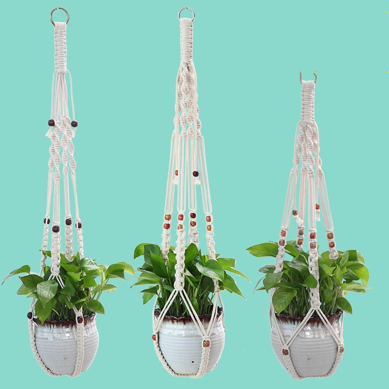 Hot Sales 1 Piece High Quality Handmade Cotton Hanging Basket Balcony Plants Flowerpot Holder Indoor Macrame Wall | Дом и сад