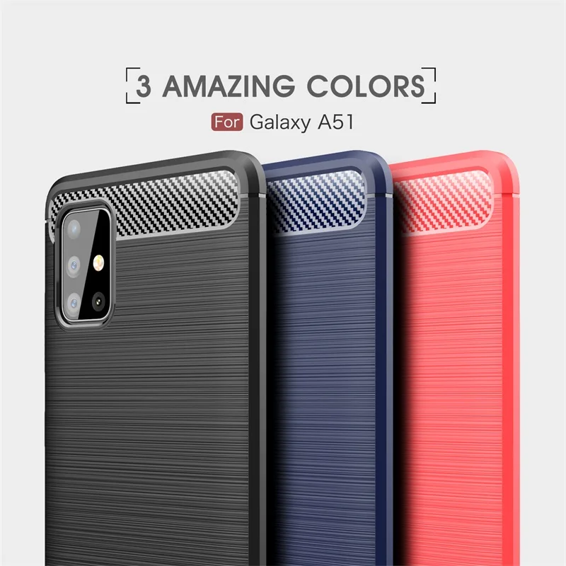 Для samsung Galaxy A71 A51 чехол мягкий силиконовый из углеродного волокна ударопрочный