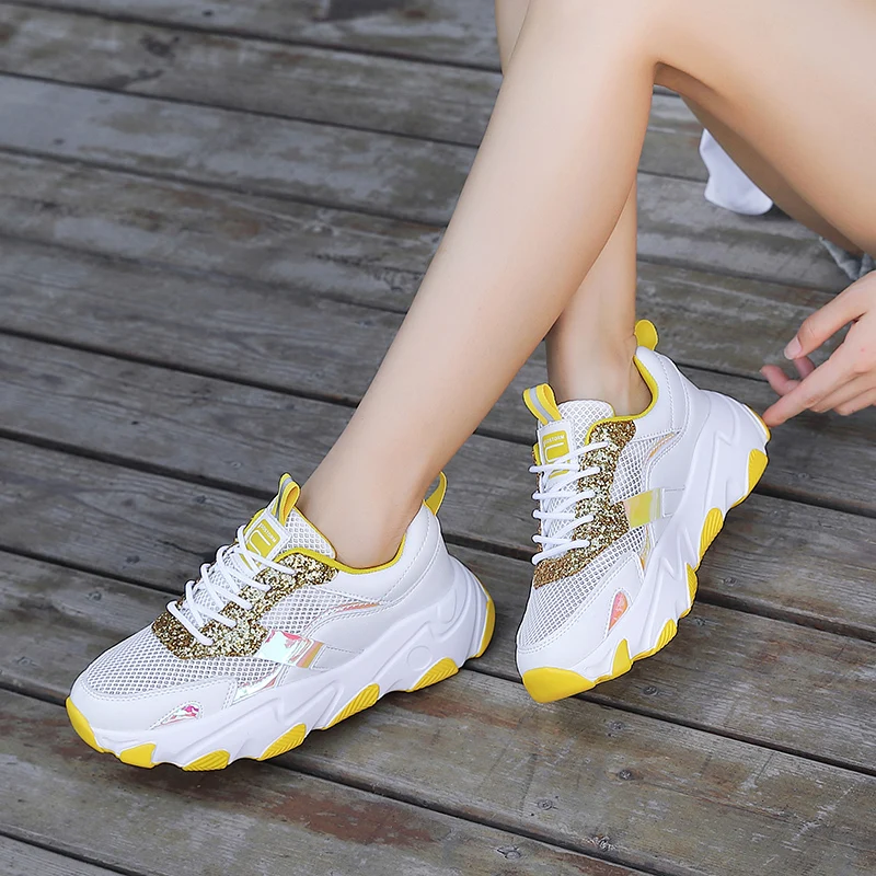 

Women's Fashion Purple Glitter Mesh Shoes Womens Summer Breathable Morrors Casual Sneakers Womens Shiny Shoes Zapatos Mujer 2020