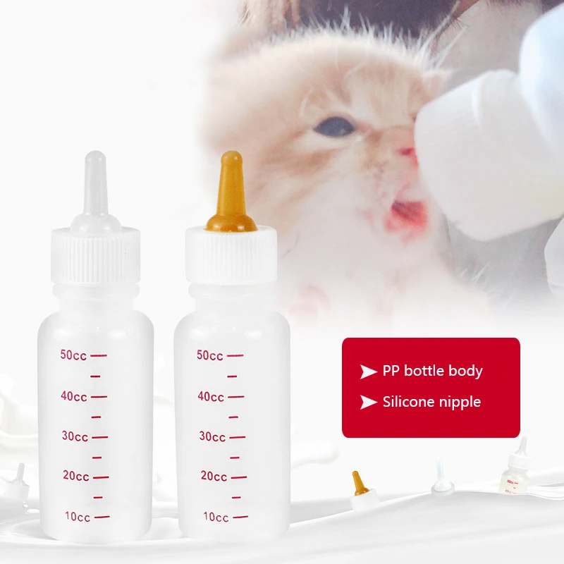 

50ML Puppy Kitten Feeding Bottle Set Pet Dog Cat Bady Nursing Water Milk Feeder with Cleaning Brush Newborn Cat Drinking Bottle