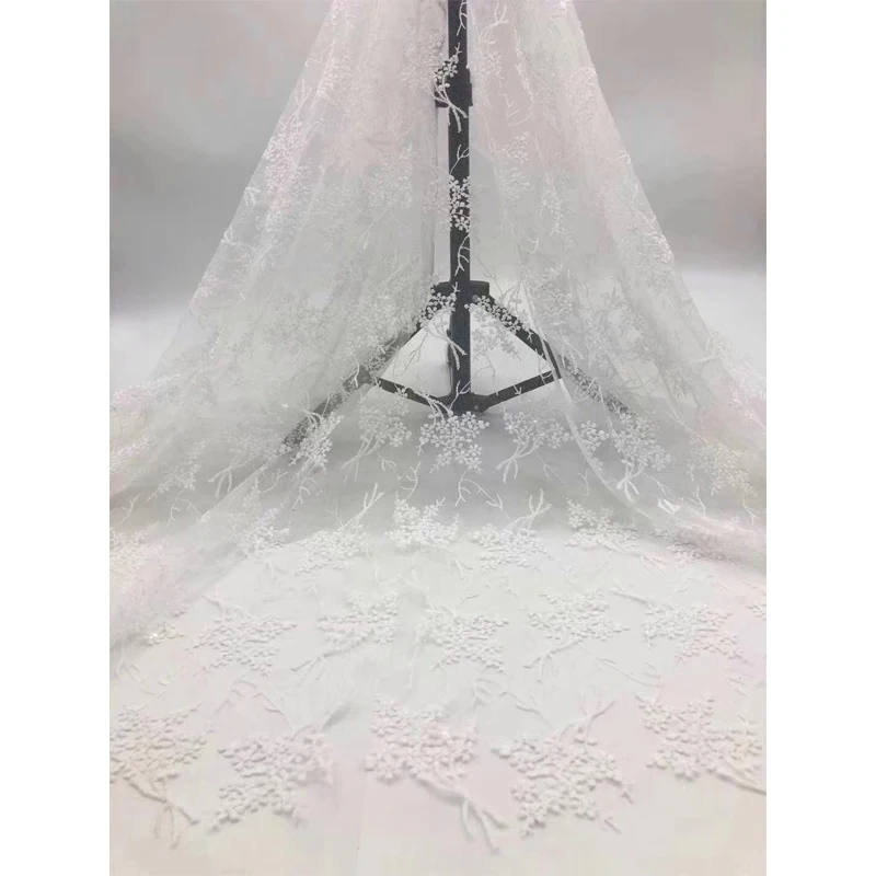 Африканская кружевная ткань с белыми цветами Новое поступление 2020 высокое