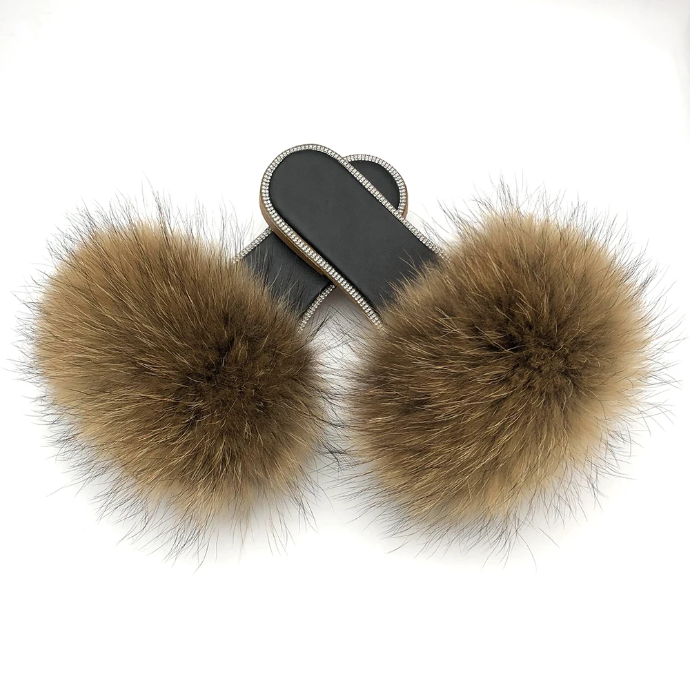 Блестящие Тапочки С Мехом летние Женские Сандалии тапочки Для Дома 2021 Модные